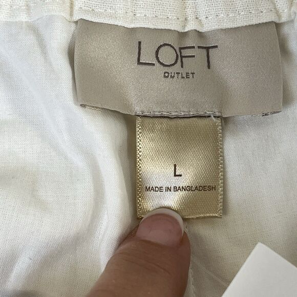 NEW W/Tag Ann Taylor Loft Outlet Wm Shorts Eyelet Trim White Linen Blend SZ‎ LG - Picture 7 of 13